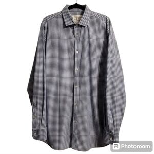 Mizzen+Main Leeward Dress Shirt Mens XXLarge Trim Fit Long Sleeve Stretch Check